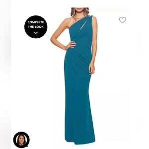 Aqua Formal Cutout One Shoulder Gown